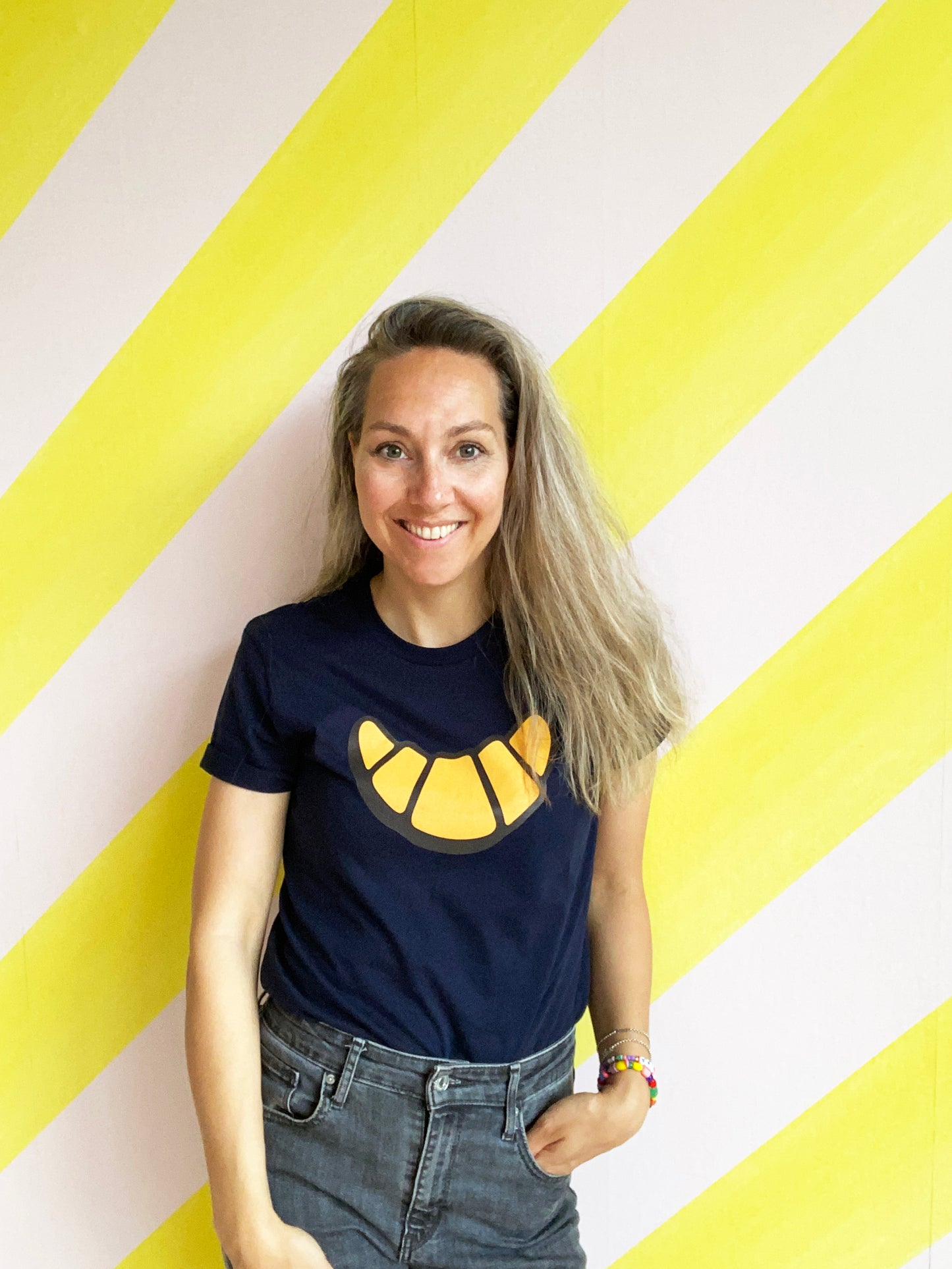 T-shirt croissant blauw