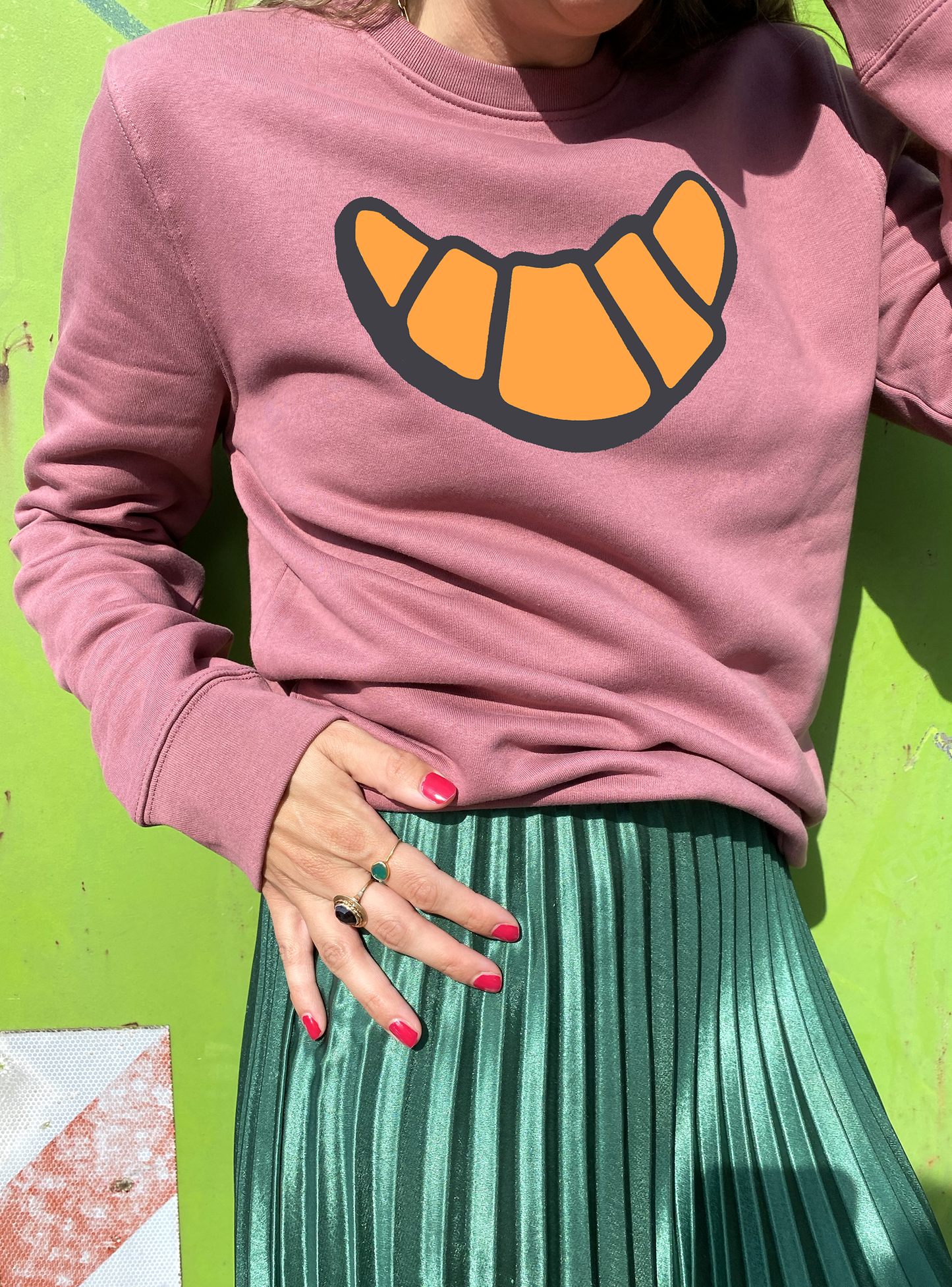 Trui croissant paars