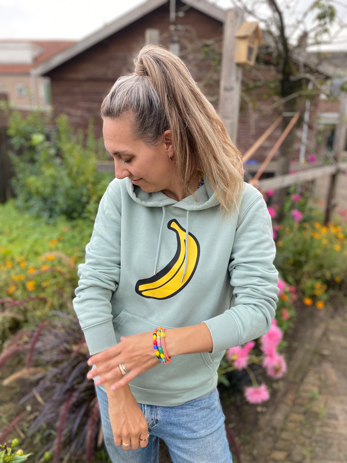 Hoodie banaan mint groen