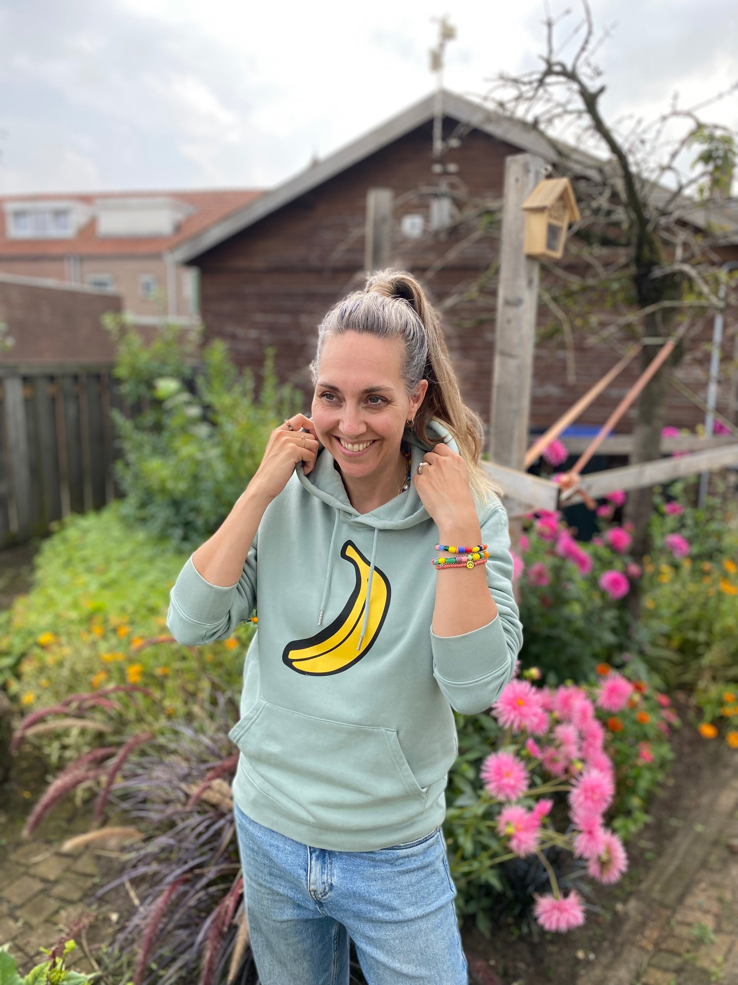 Hoodie banaan mint groen