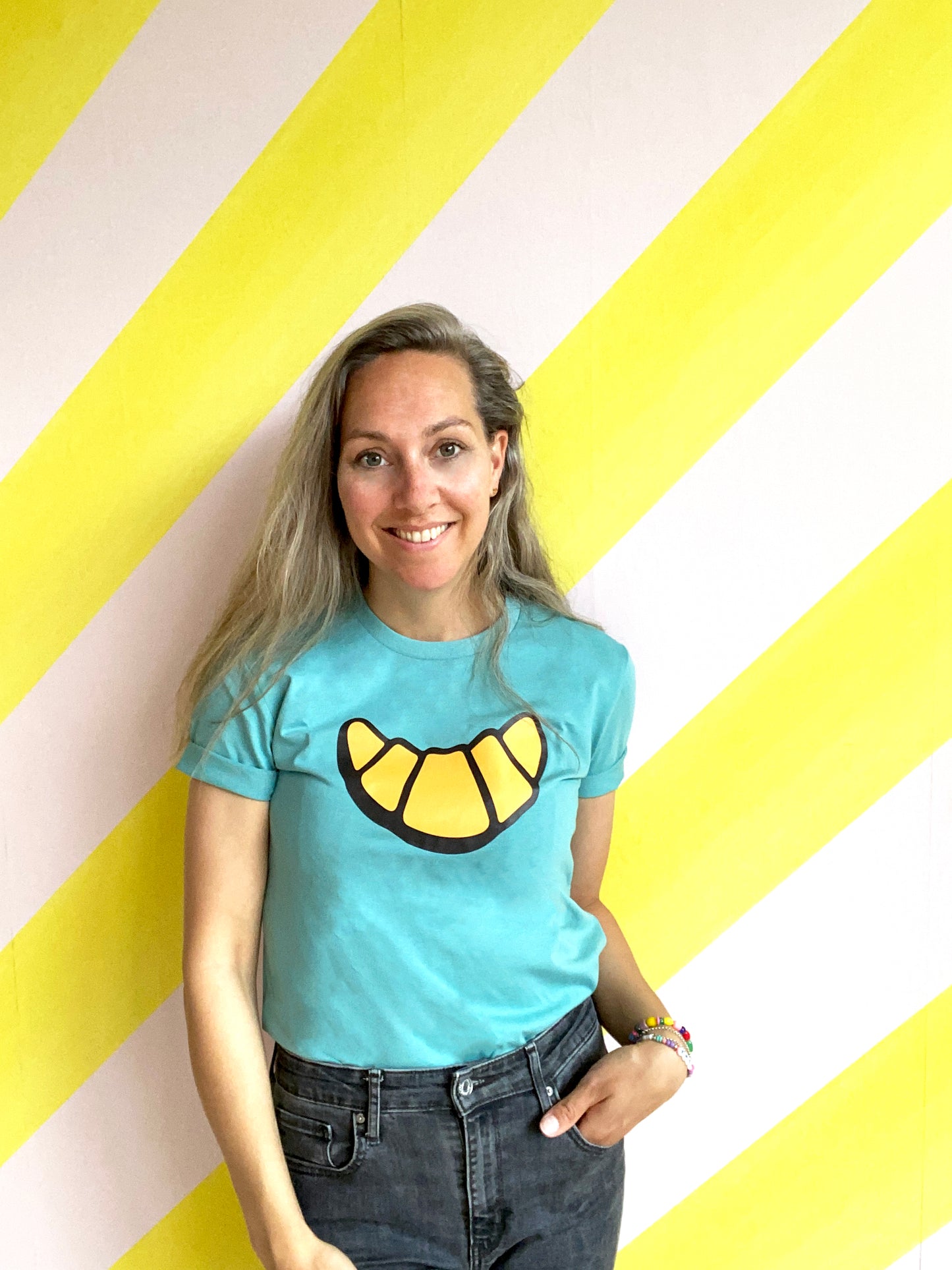 T-shirt croissant aqua